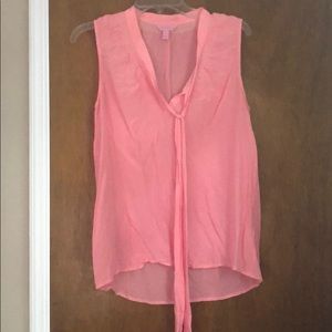 Lilly Pulitzer Pink and White Front-tie Blouse